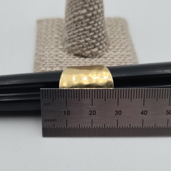 Size 7 Gold Over Sterling Silver Hammered Wide Ring A4177 - Picture 7 of 8